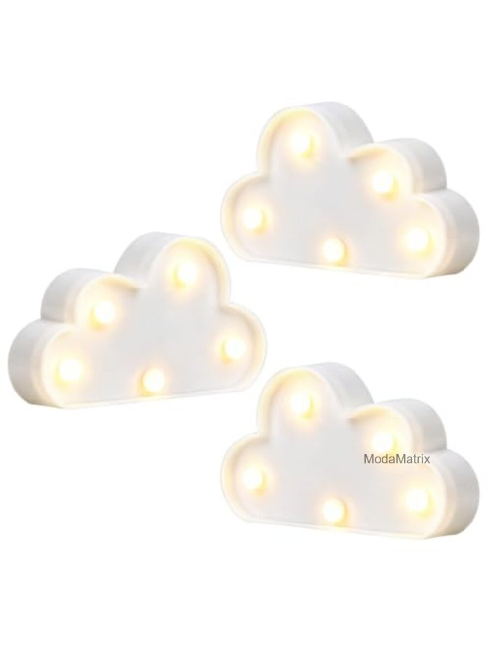Cloud LED Night Light Set of 3 Battery Operated Wall Hangable Nursery Decor